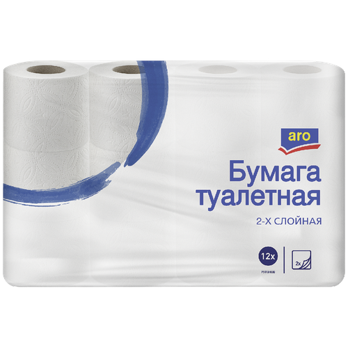 Купить Туалетная бумага АRO двухслойная, 12ШТ - Столичная бумага - ARO, Без бренда, белый, Туалетная бумага и полотенца