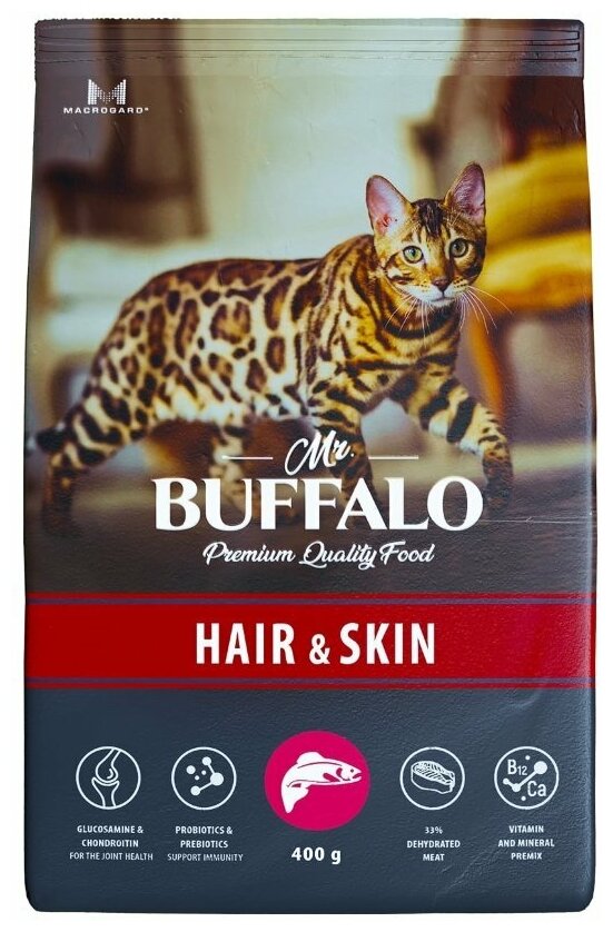 Сухой корм для кошек Mr.Buffalo ADULT HAIR & SKIN лосось 0,4кг - фотография № 2