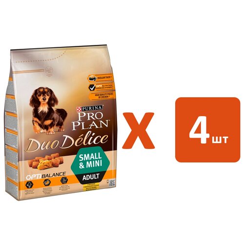 PRO PLAN DUO DELICE SMALL & MINI ADULT для взрослых собак маленьких пород с курицей и рисом (2,5 кг х 4 шт)