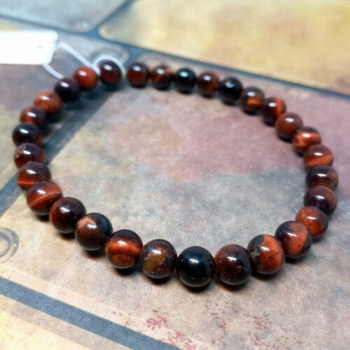 фото Браслет, соколиный глаз, бычий глаз, тигровый глаз, размер 18.5 см, серебряный, коричневый нет бренда