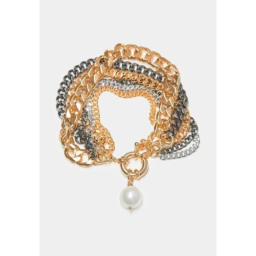 Браслет-цепочка Freeform Jewellery, жемчуг имитация, размер one size, диаметр 8 см, мультиколор, золотистый