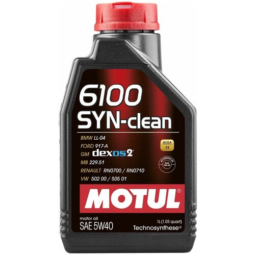 Моторное масло Motul 6100 Syn-Clean, синтетическое, 5W-40, SN, 1 л