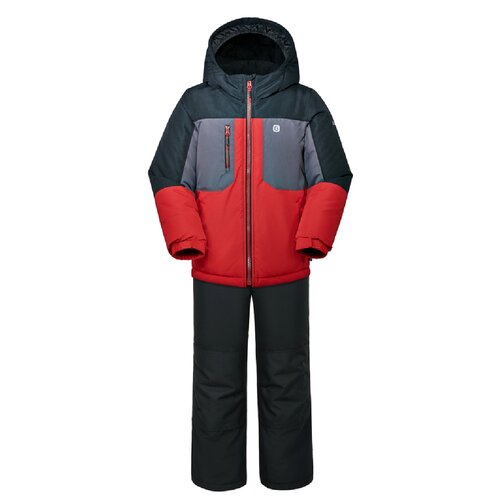 Комплект с полукомбинезоном GUSTI зимний, водонепроницаемый, карманы, несъемный капюшон, ветрозащита, светоотражающие элементы, манжеты, внутренний карман, подкладка, размер 7/122, красный, серый