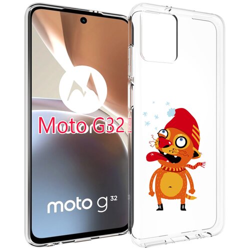 Чехол MyPads Зимний кот для Motorola Moto G32 задняя-панель-накладка-бампер