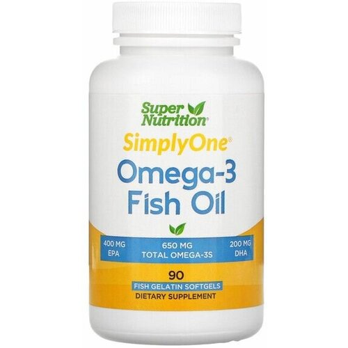 Омега-3 1000 мг, Super Nutrition Omega-3 Fish Oil , рыбий жир, 90 капсул