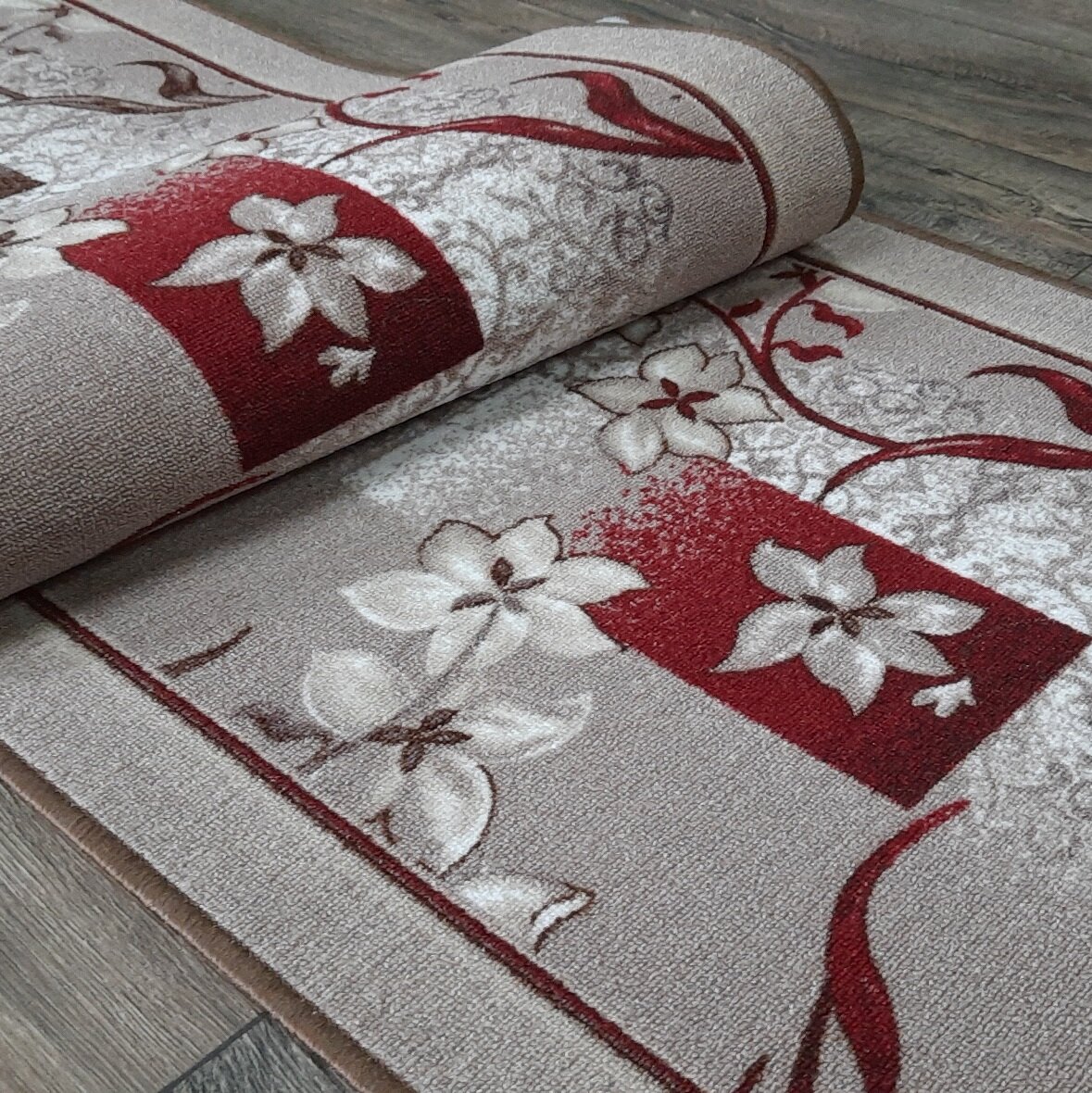 Ковровая дорожка на войлоке, Витебские ковры, с печатным рисунком, 123685, серая, 0.7*2.5 м - фотография № 13