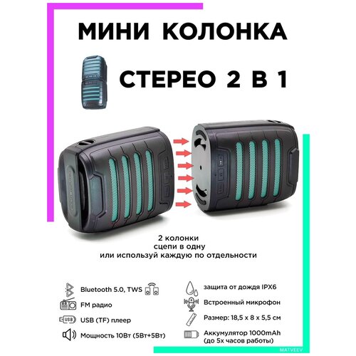 Орбита /OT-SPB129/оранжевая Колонка беспроводная Bluetooth мини Радио USB стерео/2 колонки в 1/блютуз с защитой от воды