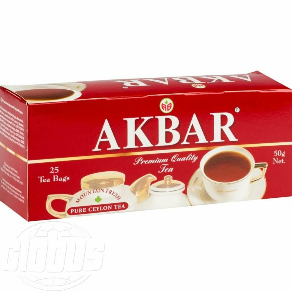 Чай чёрный Akbar Pure ceylon tea, 25х2 г - фотография № 2