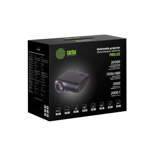Cactus Проектор CS-PRO02WT WUXGA-A LCD 3000Lm 1920x1080 20001 ресурс лампы30000часов 2xUSB typeA 1xHDMI 42кг 2439100₽