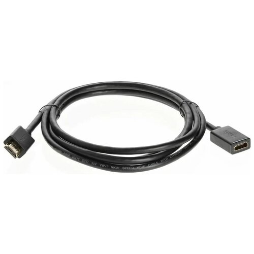 Кабель-удлинитель аудио-видео Telecom, HDMI (m) - HDMI (f) , ver 2.0, 2м, GOLD, черный [tcg235mf-2m] кабель hdmi 2м telecom tcg220 2m круглый черный