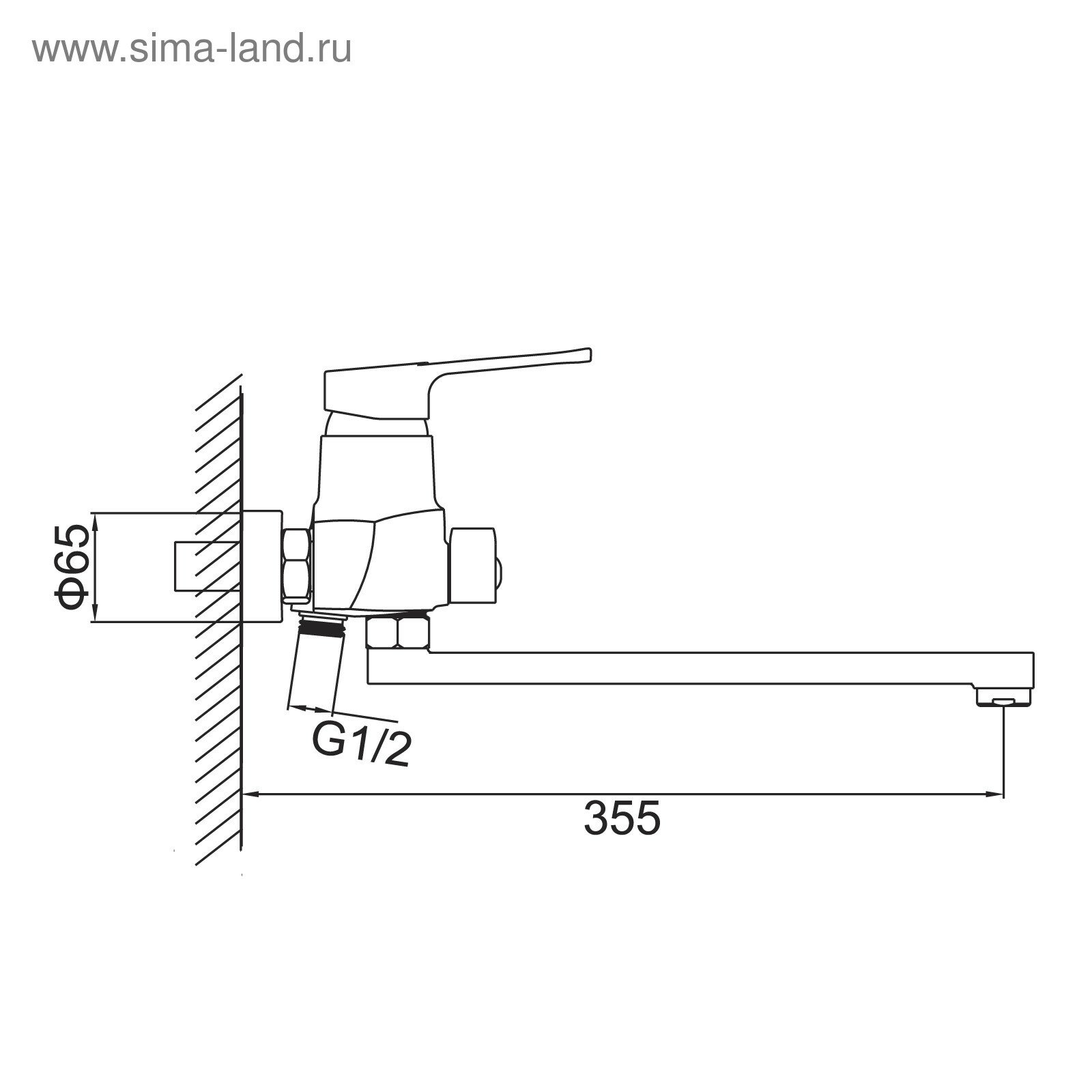 Accoona Cмеситель для ванны Accoona A7101, однорычажный, с душевым набором, латунь, хром - фотография № 5