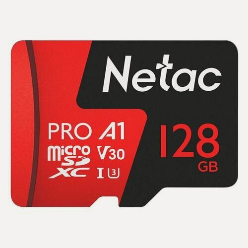Изображение товара Карта памяти microSDXC UHS-I U3 NETAC P500 Extreme Pro 128 ГБ, 100 МБ/с, Class 10, NT02P500PRO-128G-R, 1 шт, переходник SD