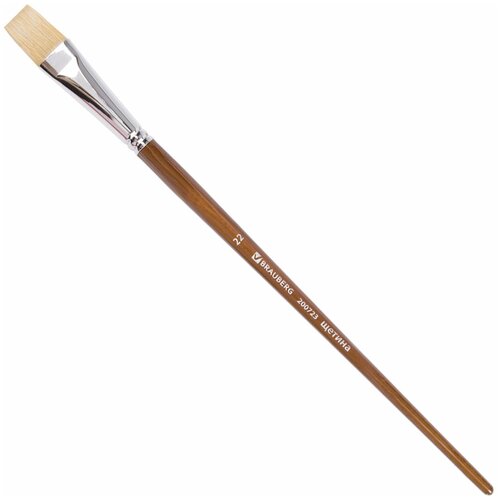 Кисть художественная профессиональная BRAUBERG ART CLASSIC, щетина, плоская, № 22, длинная ручка, 200723 2 шт .