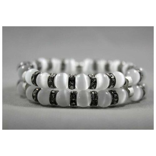фото Handinsilver ( посеребриручку ) браслет из белого камня кошачий глаз 8мм