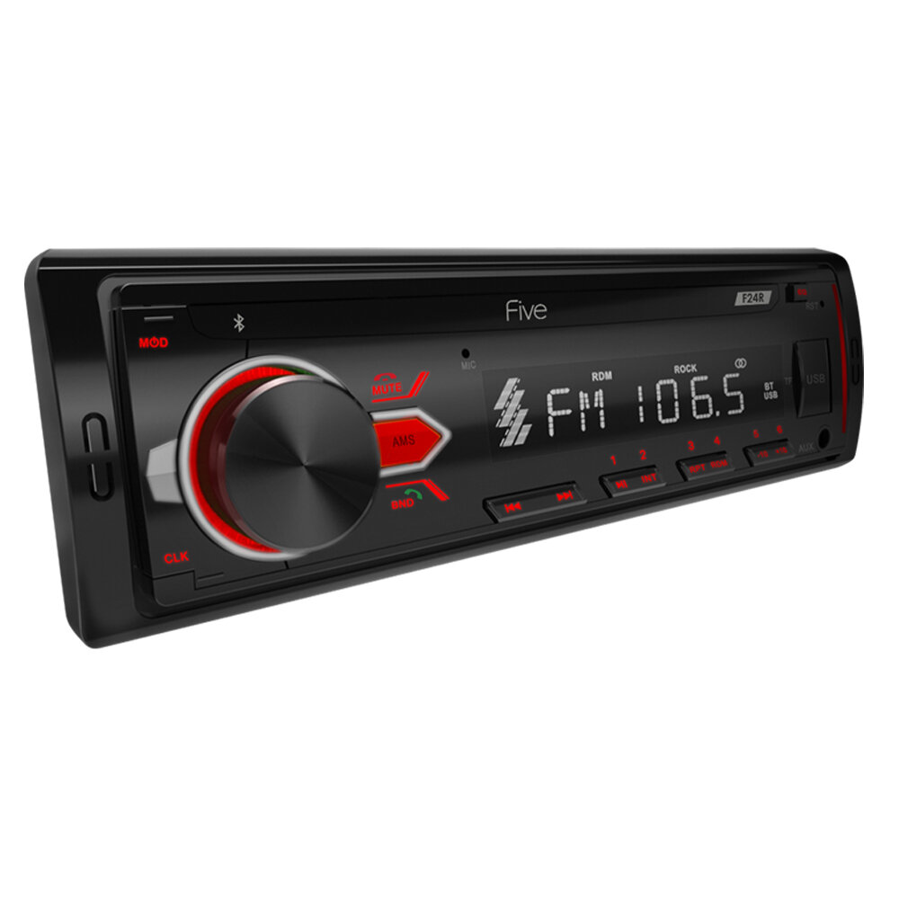 FIVE F24R (1din/красная/Bluetooth/USB/AUX/SD/FM/4*50)