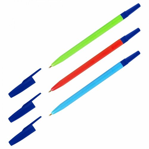 Ручка шариковая Стамм 049 (0.7мм, синий цвет чернил, неоновый микс) 50шт. (РШ-30352)