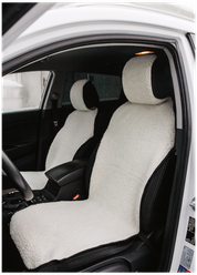 Меховая накидка "Снежность" на сиденье автомобиля SMART - TEXTILE 146 х 47 см искусственный овечий мех на трикотажной основе Цвет белый.