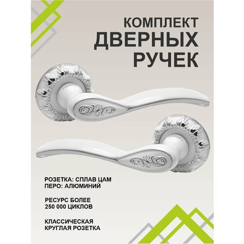 Ручка дверная раздельная TRODOS AL-75, белый/хром