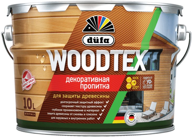 Dufa Woodtex / Дюфа Вудтекс Пропитка декоративная для защиты древесины алкидная орегон 10л