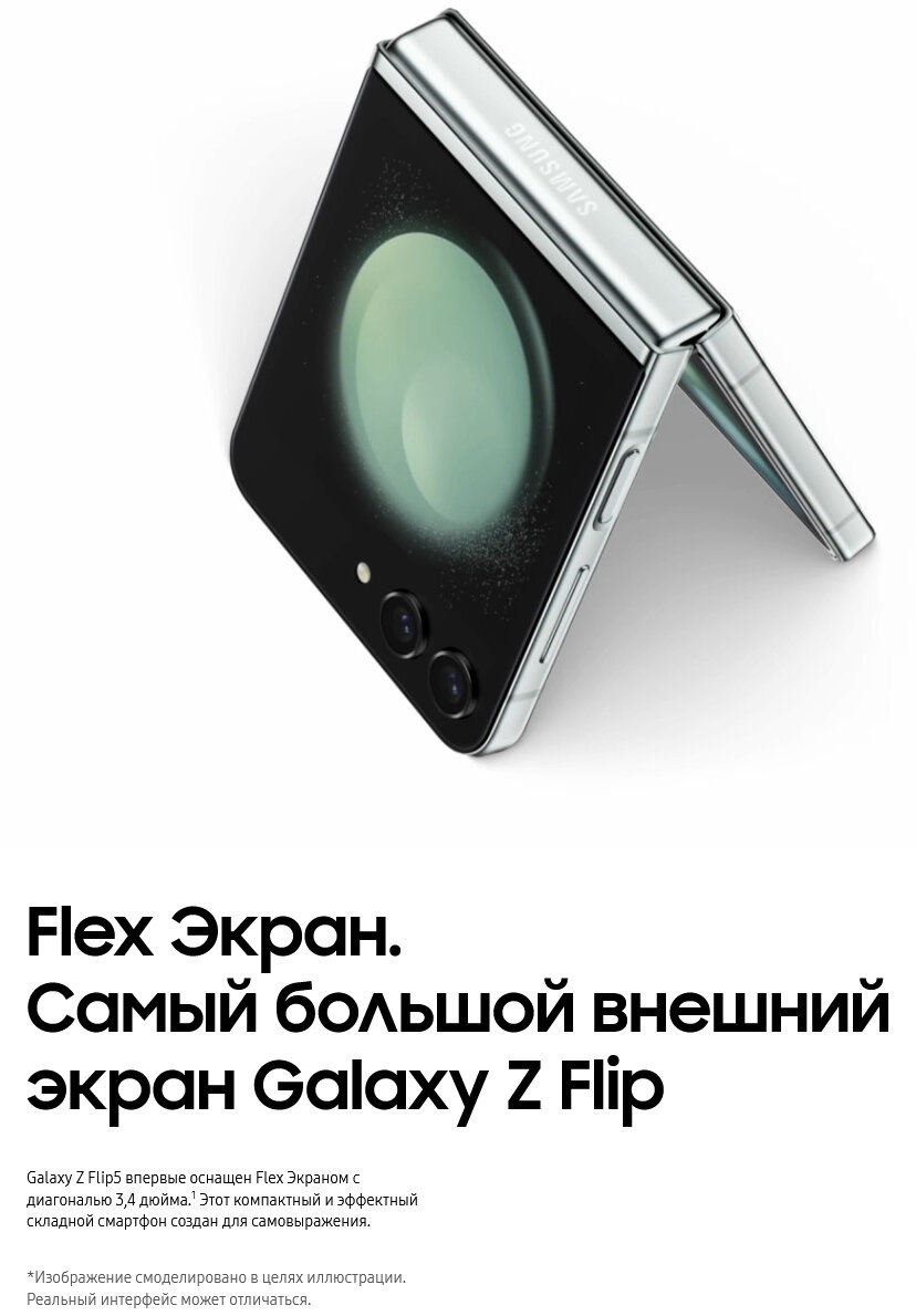 Смартфон Samsung SM-F731B Galaxy Z Flip 5 5G 8/256Gb графит SM-F731BZAAMEA - фото №12