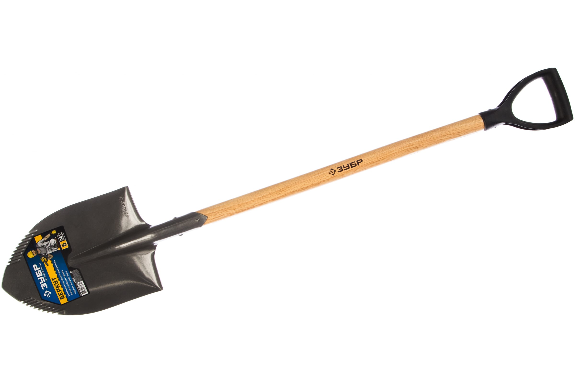 Лопата "БЕРКУТ" штыковая, деревянный черенок, с рукояткой, ЗУБР Профессионал