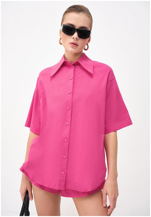 Рубашка  TOPTOP, размер 46, розовый