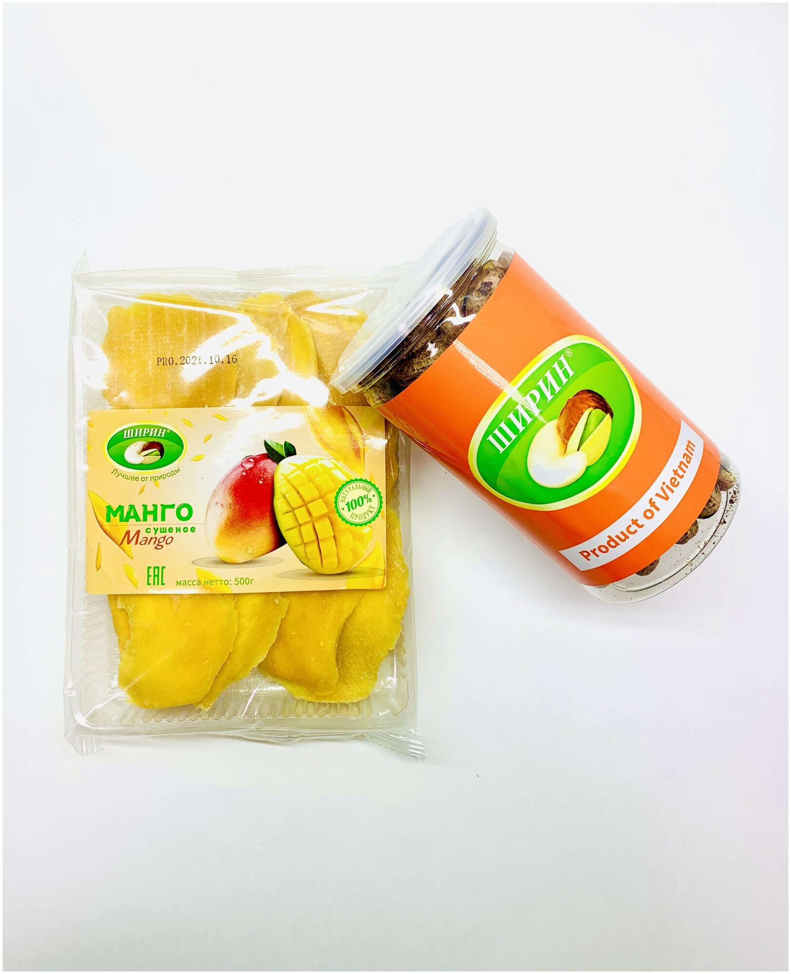 Комплект Манго сушеное натуральное без сахара 500гр и Кешью неочищенный жареный соленый 300гр ширин Premium - фотография № 1
