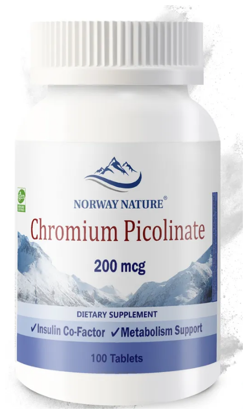 Контроль аппетита Norway Nature Chromium Picolinate 200мг 100 таблеток 200 мг