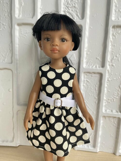 Летнее платье с поясом на куклу Paola Reina и подобных, высотой 32-34 см