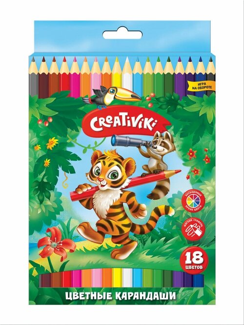 Creativiki Карандаши цветные, 18 цветов (КЦ18КР) зеленый