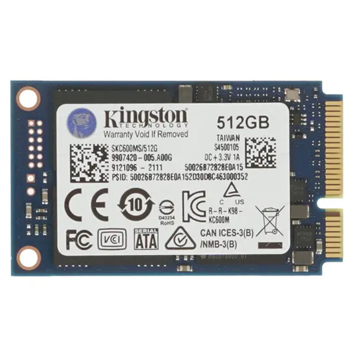 Твердотельный накопитель Kingston KC600 512 ГБ mSATA SKC600MS/512G