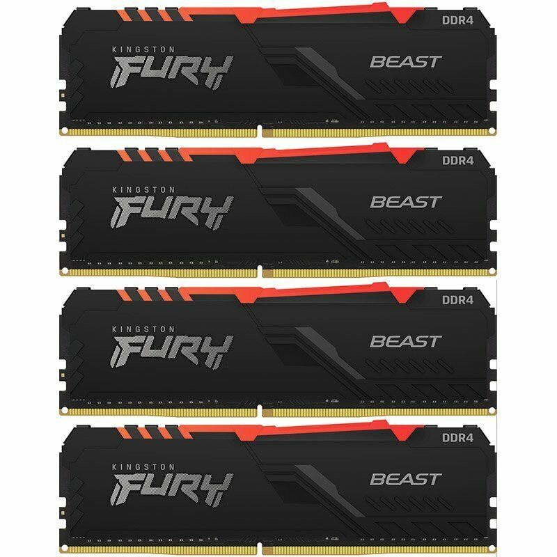 Оперативная память KINGSTON FURY Beast RGB DIMM DDR4 32GB (4x8GB) 3600MHz (KF436C17BBAK4/32)