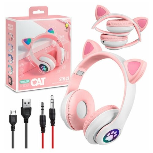Детские WIRELESS FOR GIRLS Беспроводные наушники Новинка стильная светящаяся Беспроводная bluetooth-гарнитура с кошачьими ушками 180000₽