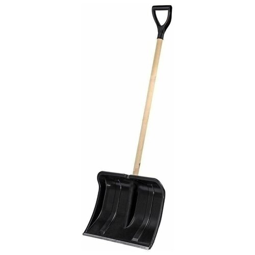Лопата снегоуборочная, снеговая, ковш пластиковый, черенок деревянный, для уборки снега, садовая