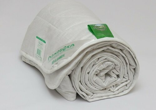 Одеяло лежебока Лён и Бамбук 140х205 в сатине, легкое 150 г/м2, цвет белый, 5721-140-1