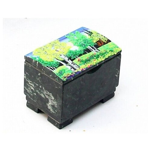 Шкатулка комод из натурального камня с рисунком каменной крошкой 
