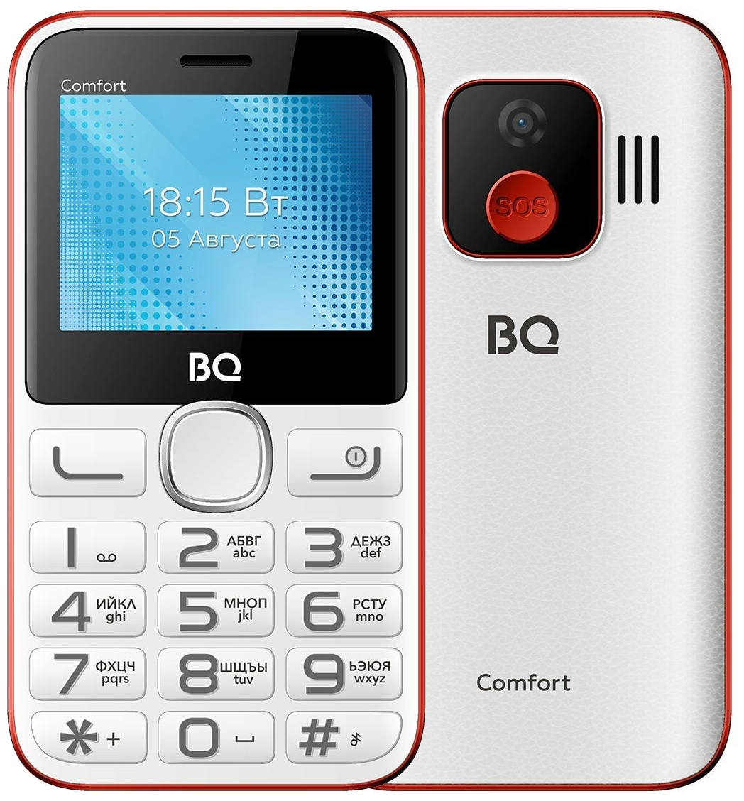 Сотовый телефон BQ BQ-2301 Comfort Белый+красный (2sim/2.31"/320*240/32mb/microSD/Bt/0.3МП/1400мАч/моноблок)