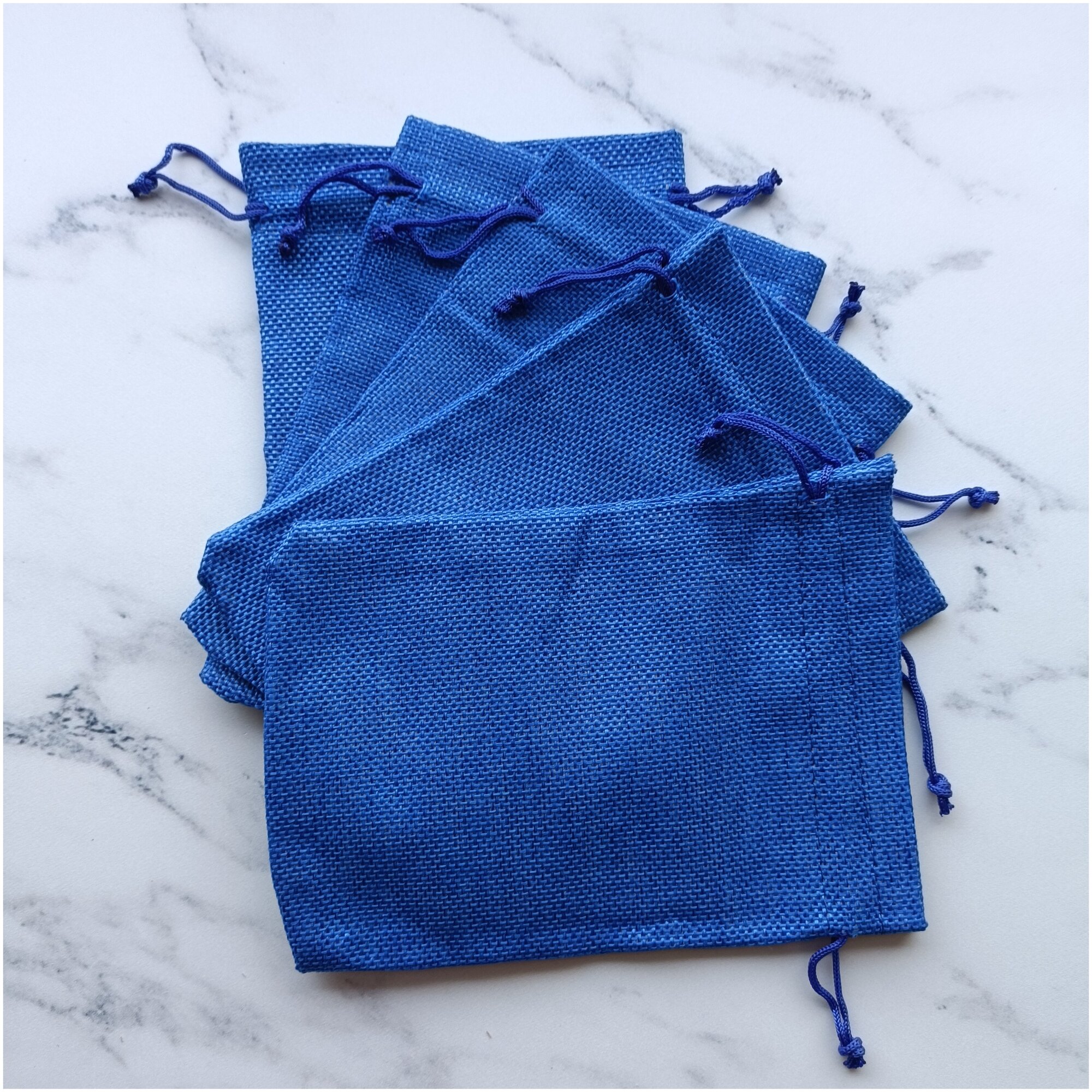 Холщовые мешочки синие 13х18 см. Набор из 5 шт.