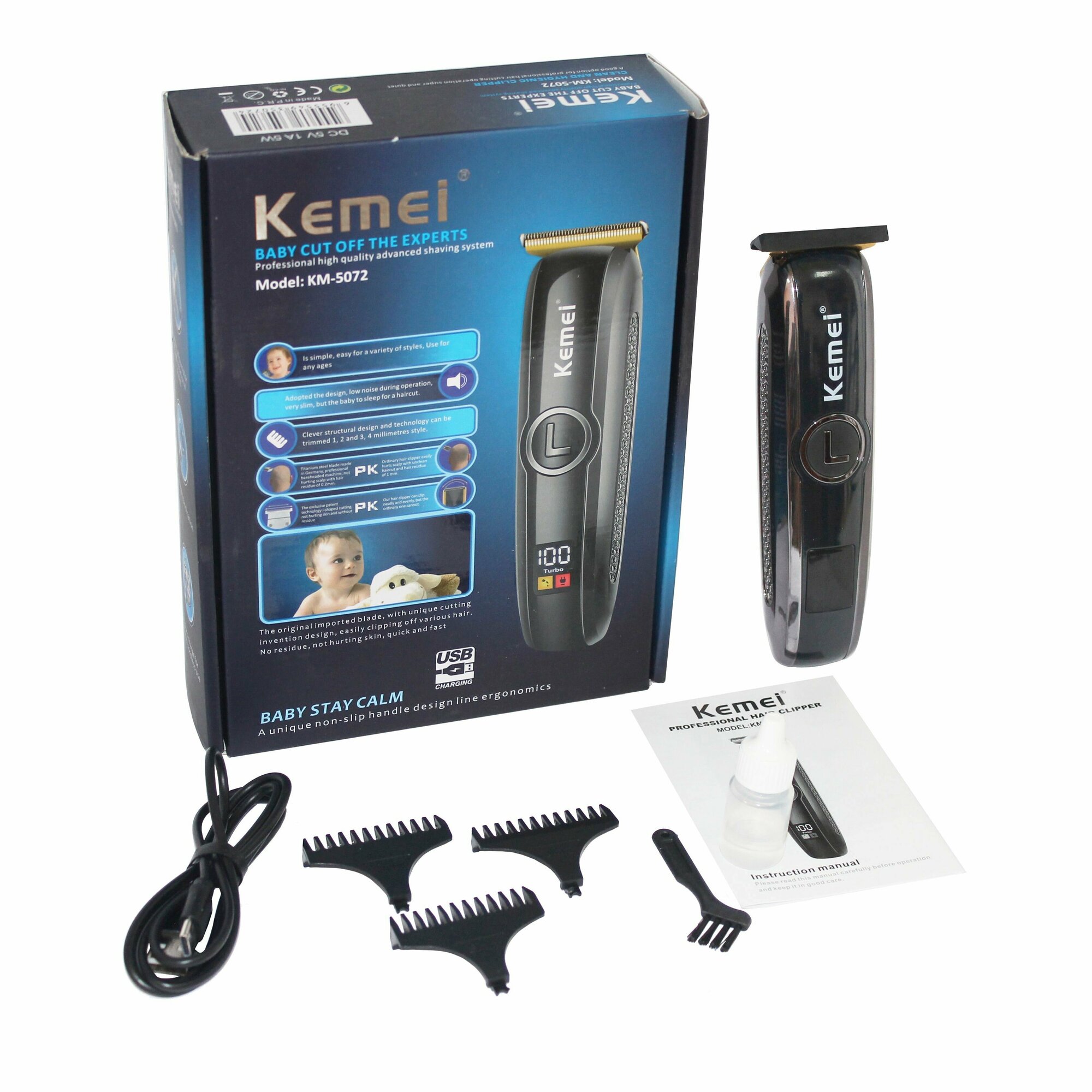 Легкая и удобная аккумуляторная машинка для ухода за волосами в домашних условиях - Kemei KM-5072 - фотография № 1