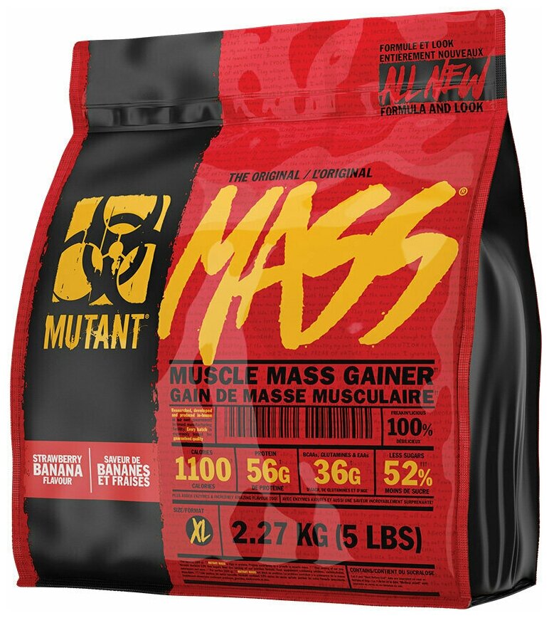 Гейнеры для спортсменов Mutant Mass 5 lb Strawberry Banana