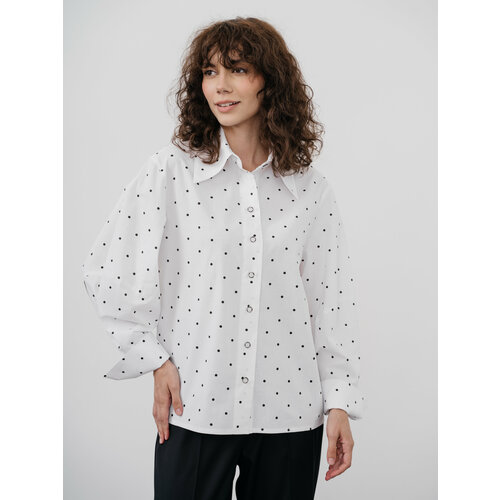 Рубашка  Модный Дом Виктории Тишиной, классический стиль, оверсайз, длинный рукав, без карманов, размер S, белый