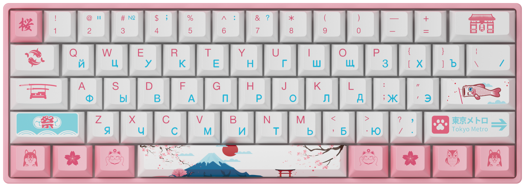 Игровая механическая клавиатура AKKO 3061 World Tour Tokyo R2 (Rus), CS Jelly Pink