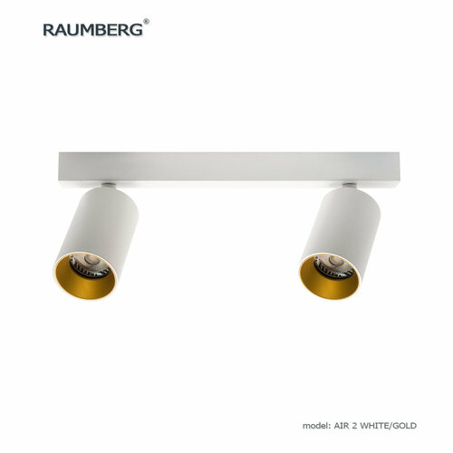 Накладной настенно-потолочный поворотный светильник RAUMBERG AIR 2 wh/gd белый с золотистыми вставками