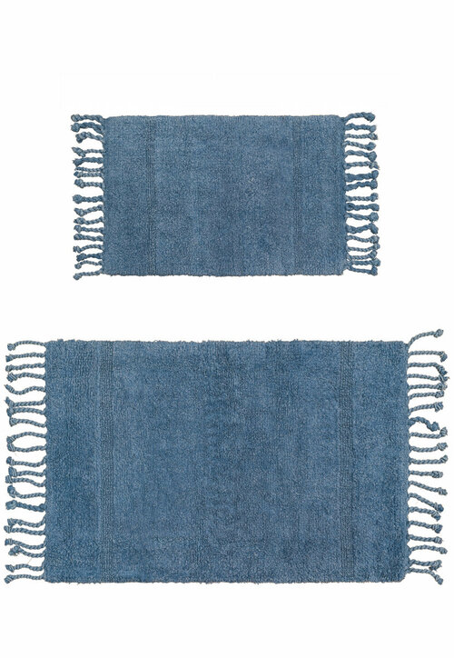 Комплект ковриков 60*90; 40*60 см для ванной, для туалета, синий Irya Bath Paloma-Denim Blue
