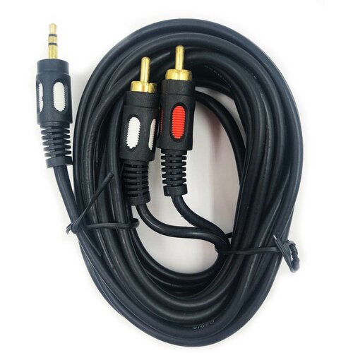 Кабель mini Jack 3.5 мм (стерео) - 2 RCA, черный, 5 метров кабель jack 3 5 mm jack 3 5 mm 1 2 м cablexpert для передачи аналогового аудиосигнала cca 404 3 шт