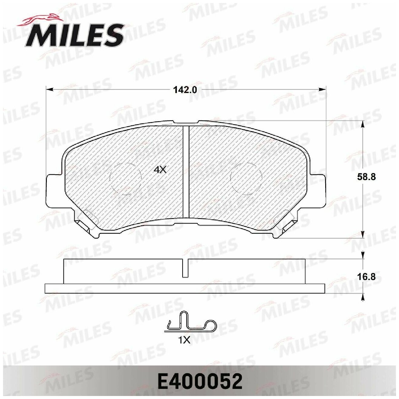 Тормозные колодки передние MILES E400052 для а/м Nissan X-Trail T31, Qashqai J10