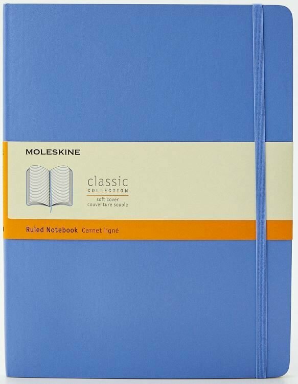 Блокнот в линейку Moleskine CLASSIC SOFT (QP621B42) 19х25cм 192стр. мягкая обложка, голубая гортензия