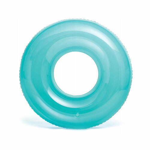 надувной круг 59260 Круг надувной детский Bubble прозрачный голубой неон (76 см) от 8 лет Intex 59260