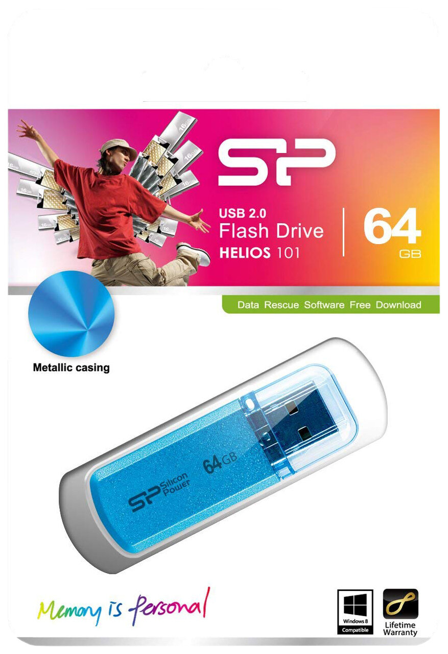 Флеш Диск Silicon Power 64Gb Helios 101 SP064GBUF2101V1B USB2.0 синий