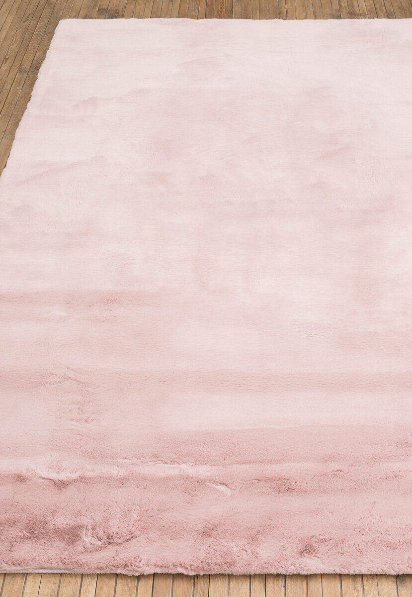 Ковер на пол 0,8 на 1,6 м в спальню, гостиную, детскую, пушистый, с длинным ворсом, розовый Rabbit Rex Blush - фотография № 1